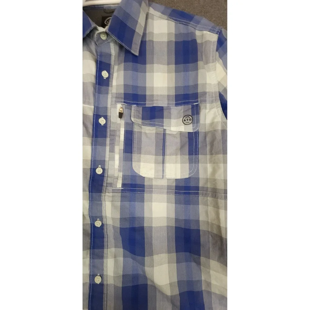 ATG Wrangler All Terrain Gear‎ Mens Plaid Short Sleeve Button Up Shirt